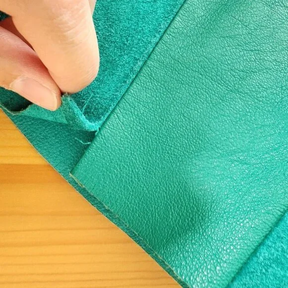 Vintage Green Leather Suede Midi Skirt Unique Geometric Artsy Fits M? SEE NOTE - Picture 9 of 11